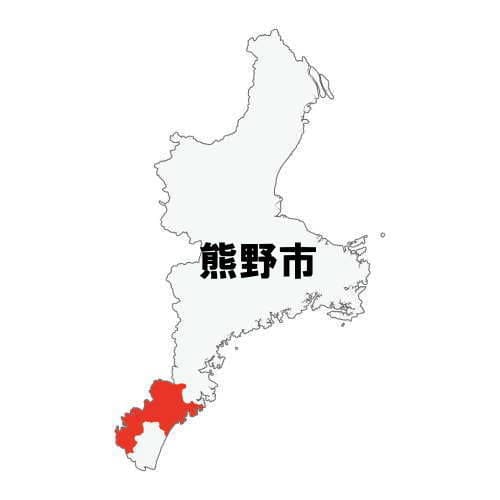 三重県で熊野市の位置を示す地図